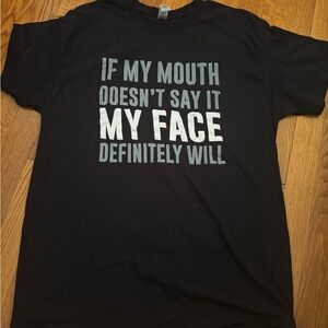 Gildan Navy Graphic Tee with Funny Text